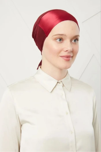 Kırmızı Aslı Saten Bone