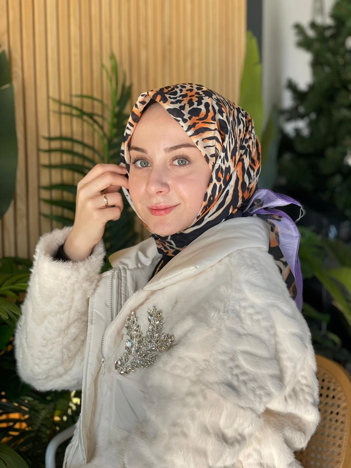 MÜRDÜM Loryan Scarf Diamond Leopar Eşarp