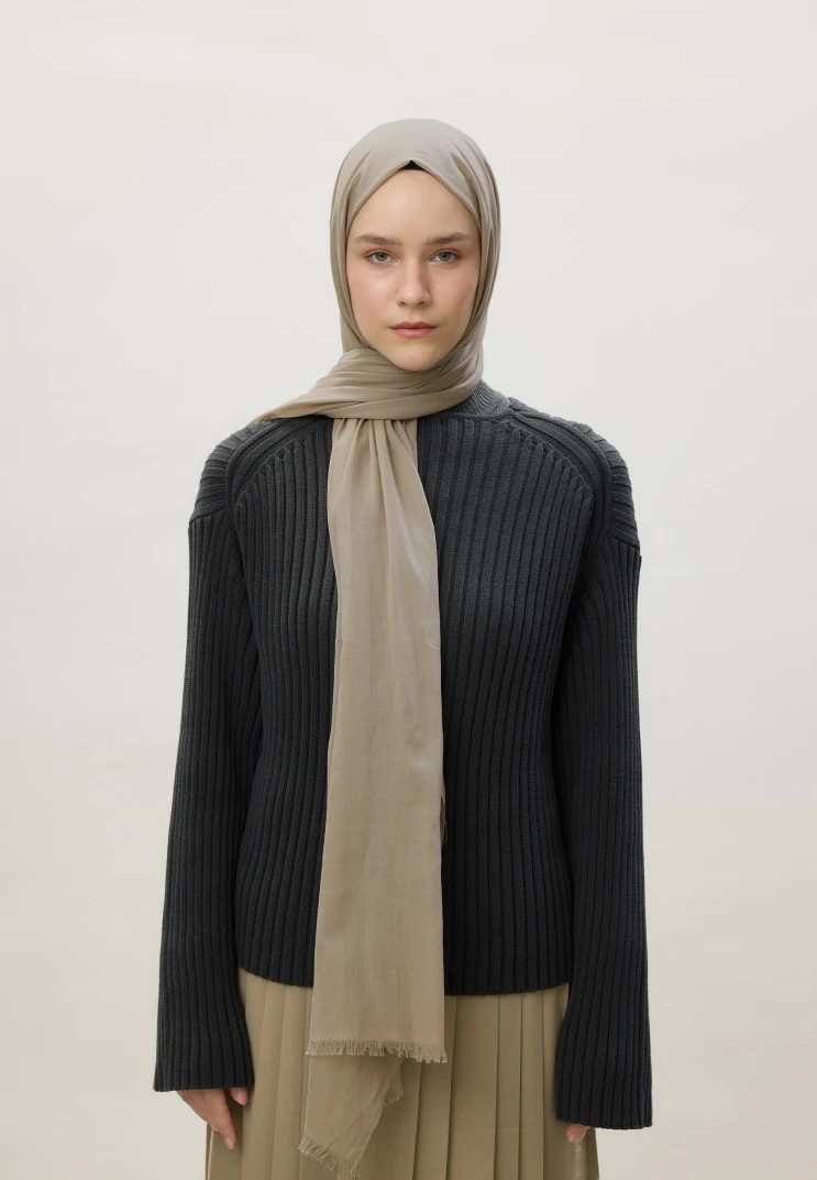 Naturel Bej Fresh Scarfs İnce Pamuk Vual Şal