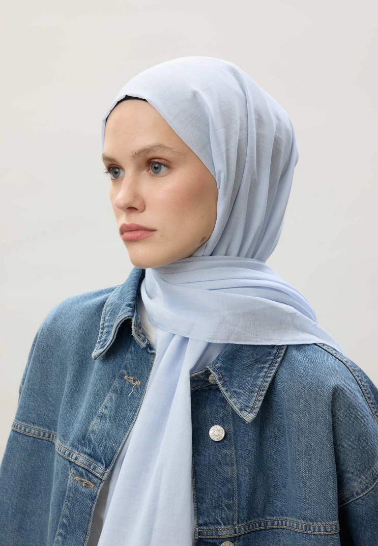 Pastel Mavi Fresh Scarfs İnce Pamuk Vual Şal