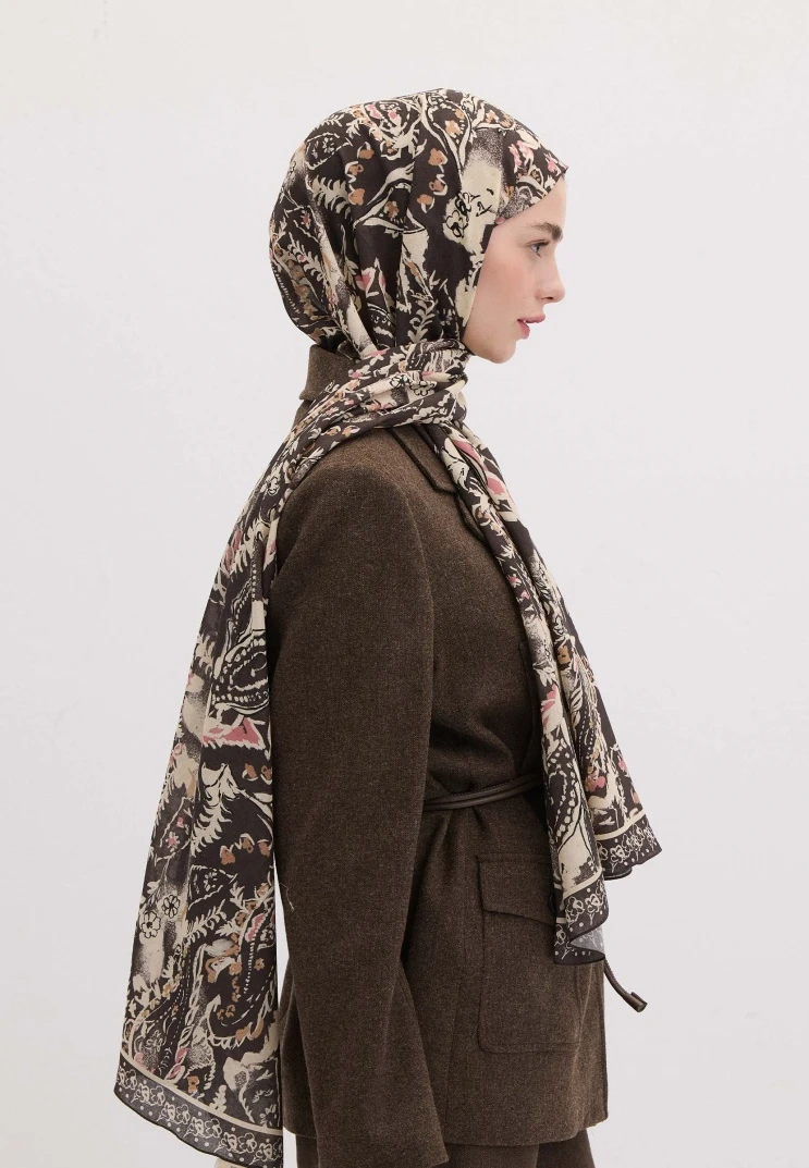 Antrasit Fresh Scarfs Floral Paısley Desen Şal