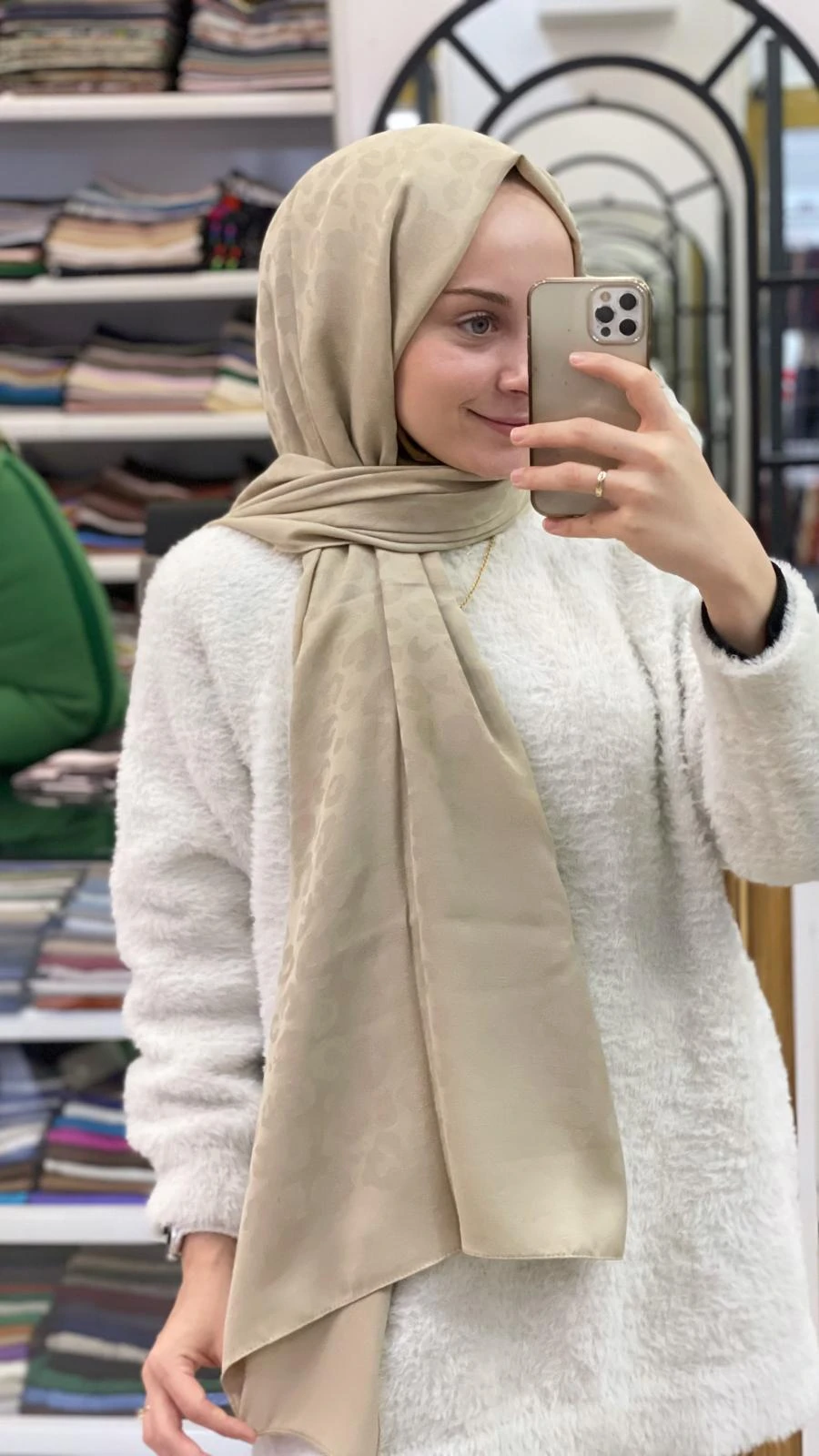 Krem Sima Kışlık Dora Şal