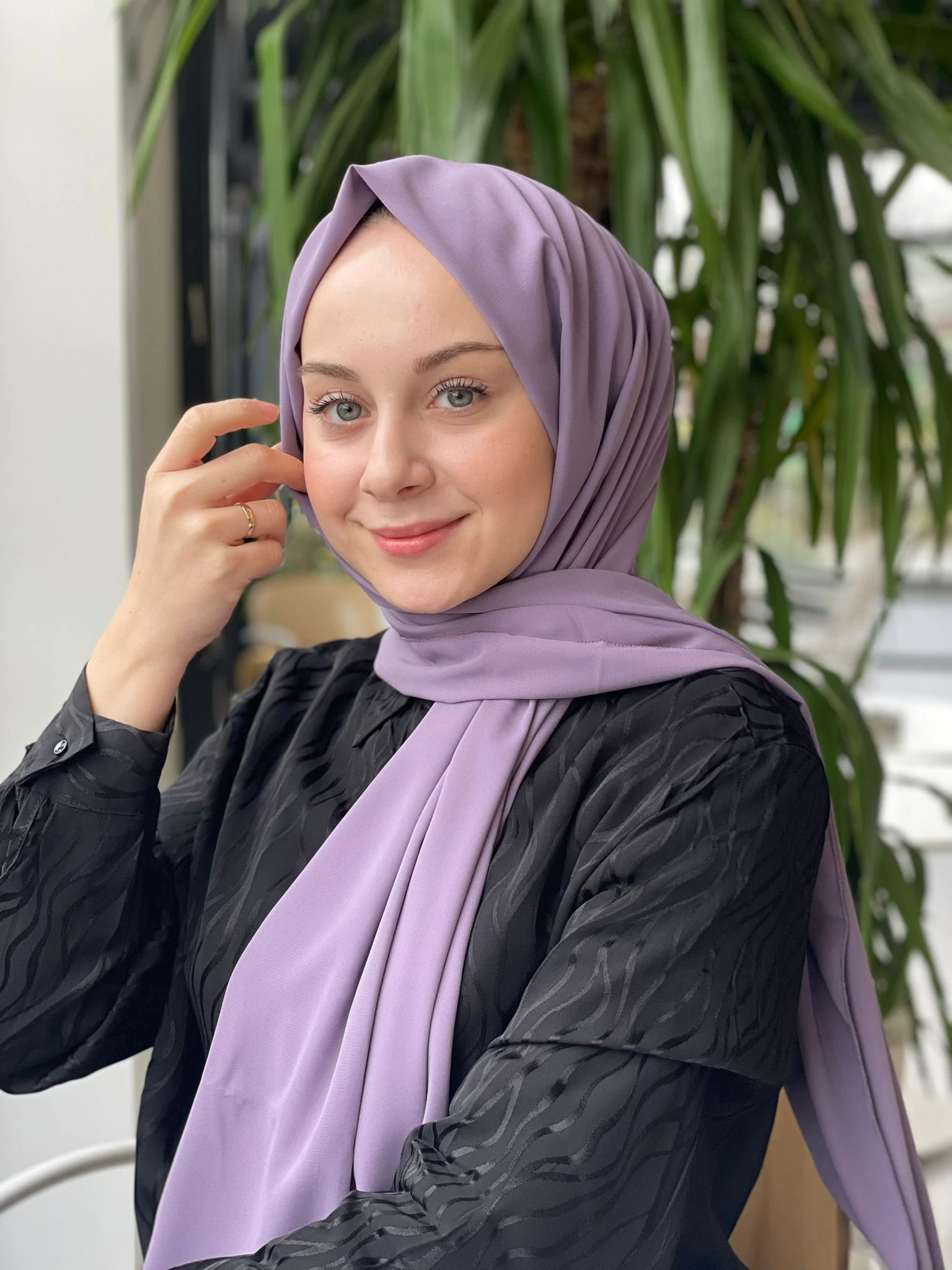 Koyu Lavanta Sima Medine İpeği Şal