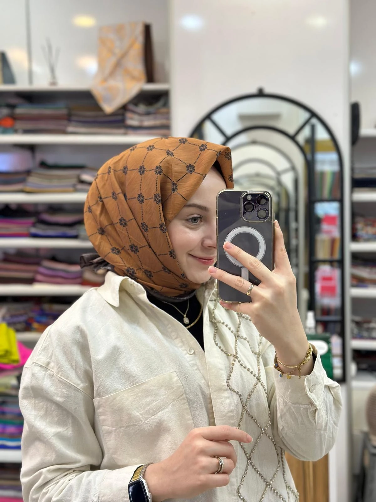 Kiremit Loryan Scarf Diamond Pieno Eşarp