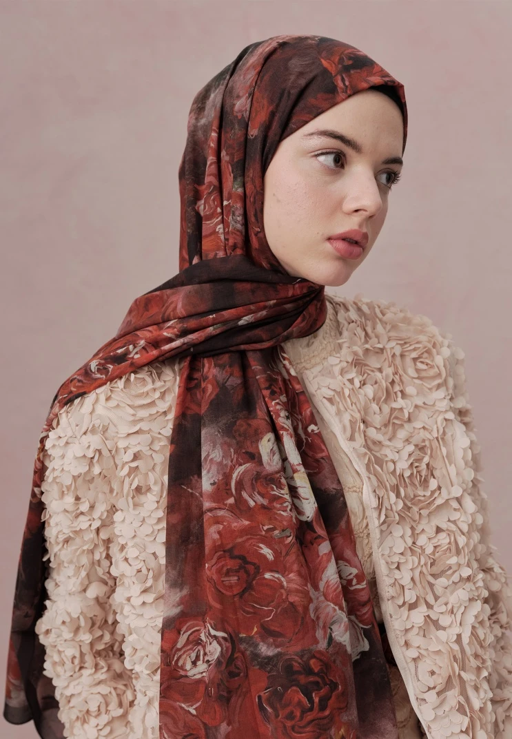 Kırmızı Fresh Scarfs Love In Bloom Desen Vual Şal