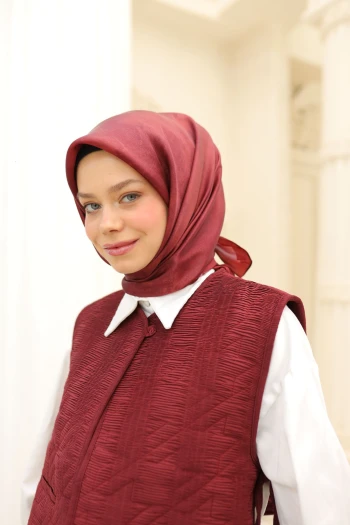 Kırmızı Silk Home Shiny Eşarp