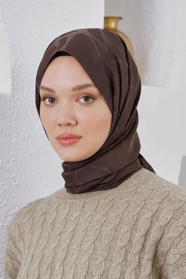 Koyu Kahve Loryan Scarf Jakar Stone Şal
