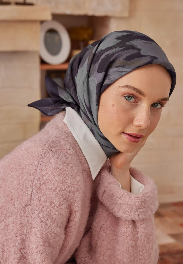 LACİVERT Fresh Scarfs Noa Pamuk İpek Eşarp