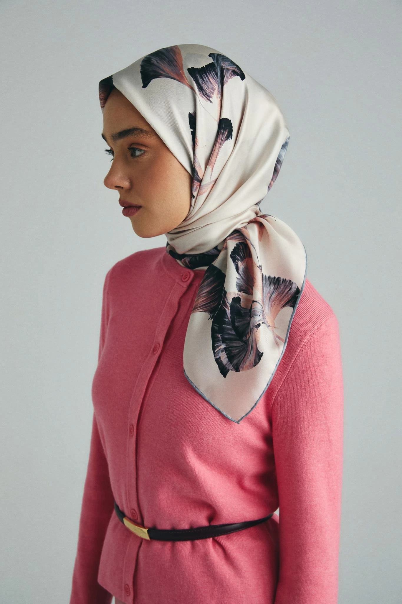 Pudra Pembe Maisa Misk Twill İpek Eşarp
