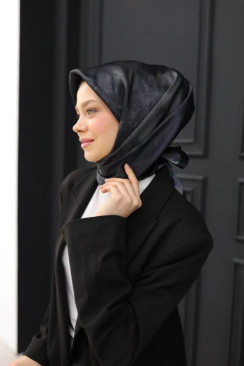 SİYAH Silk Home Shiny Eşarp