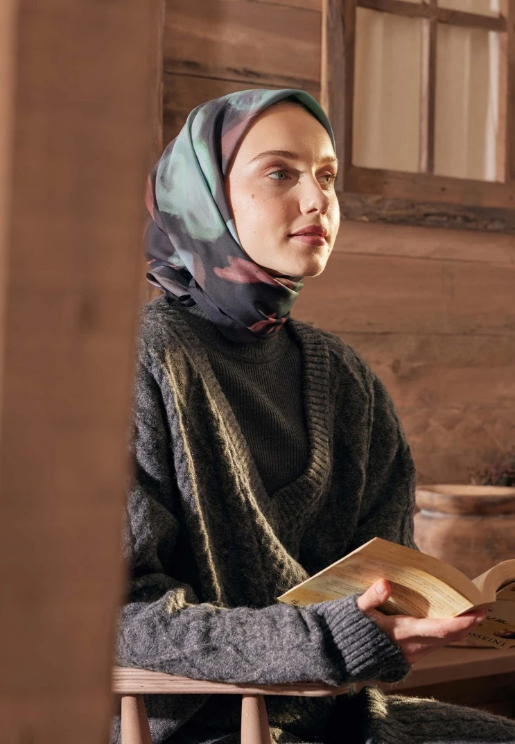 Turkuaz Fresh Scarfs Darcy Desen Pamuk İpek Eşarp