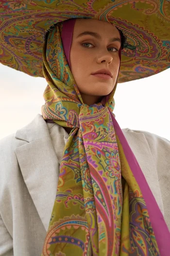 Yağ Yeşili ED Scarf Iconic Collection Meyal Şal