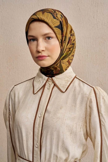 Yağ Yeşili Ed Scarf Vision Art Collection Flare Eşarp