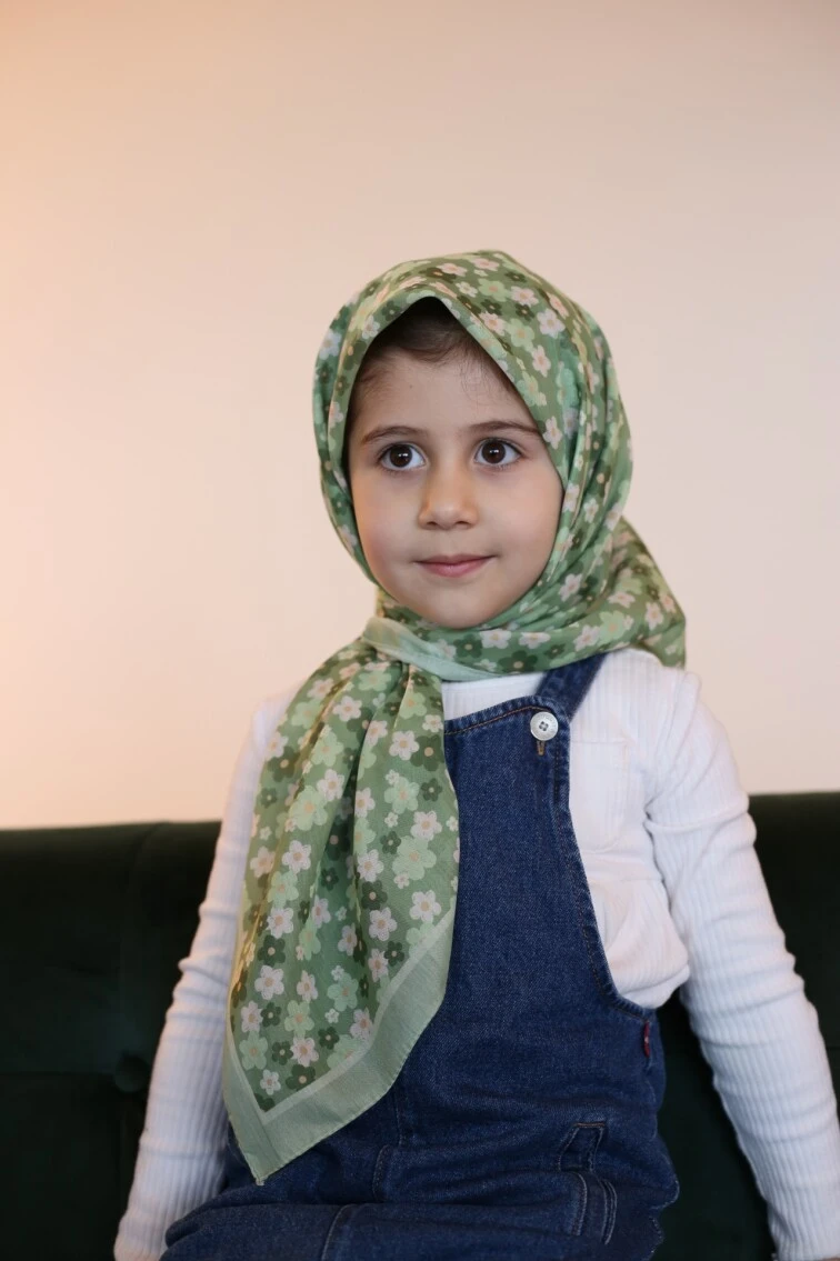 YEŞİL Sima BD Pamuklu Çocuk Eşarp