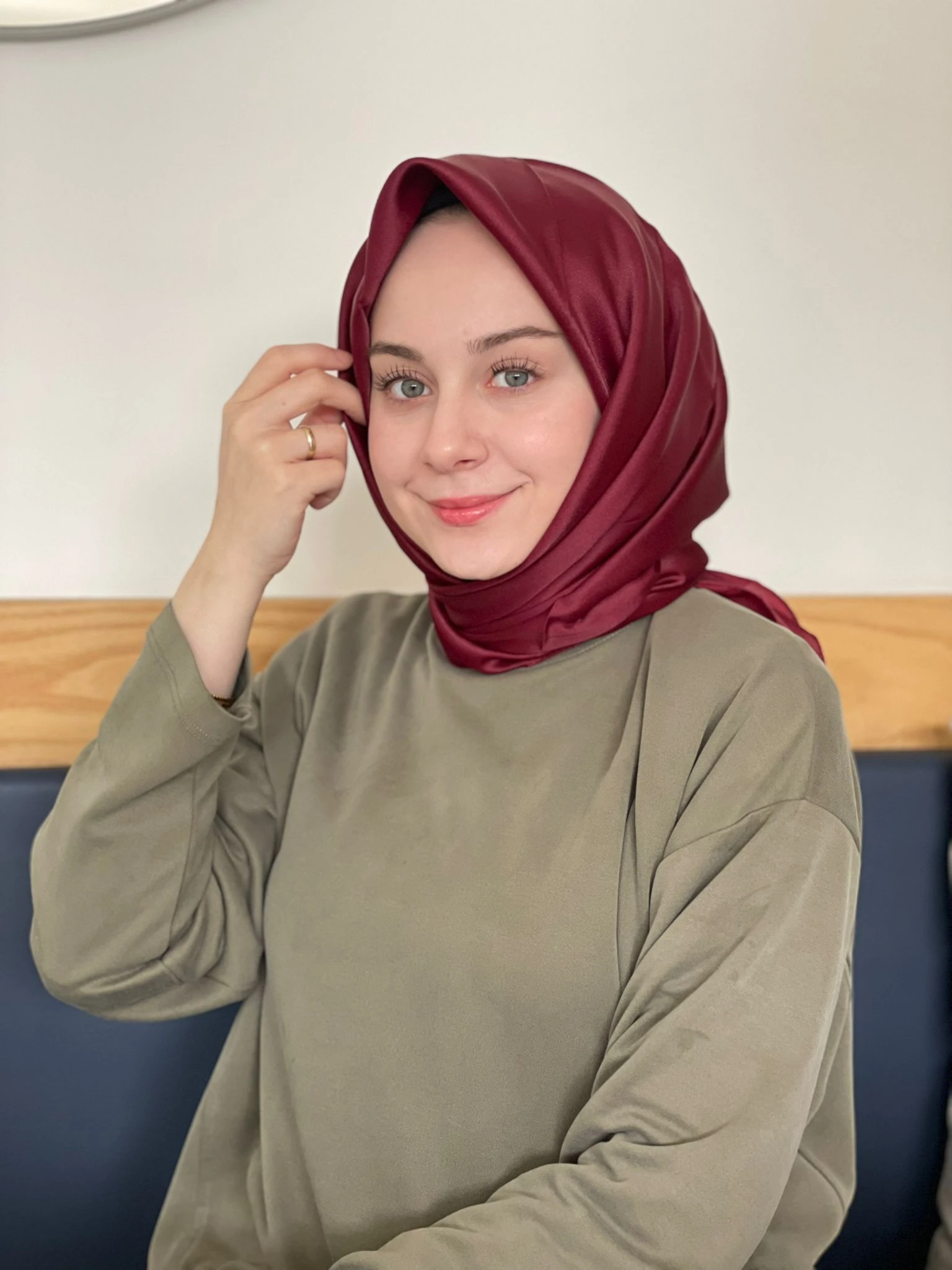 Açık Bordo Siyane Scarf Kristal Eşarp