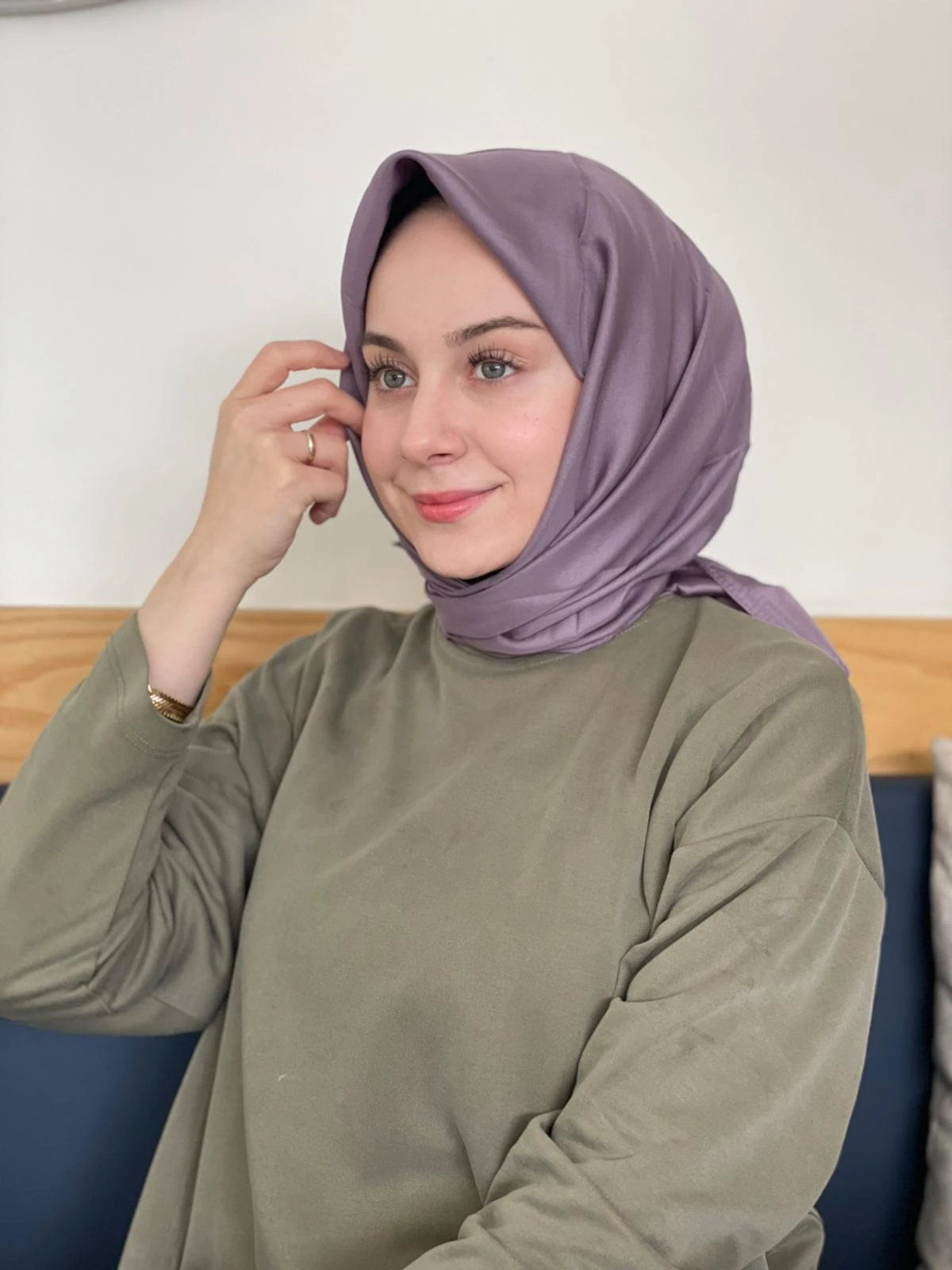 Açık Mor Siyane Scarf Kristal Eşarp