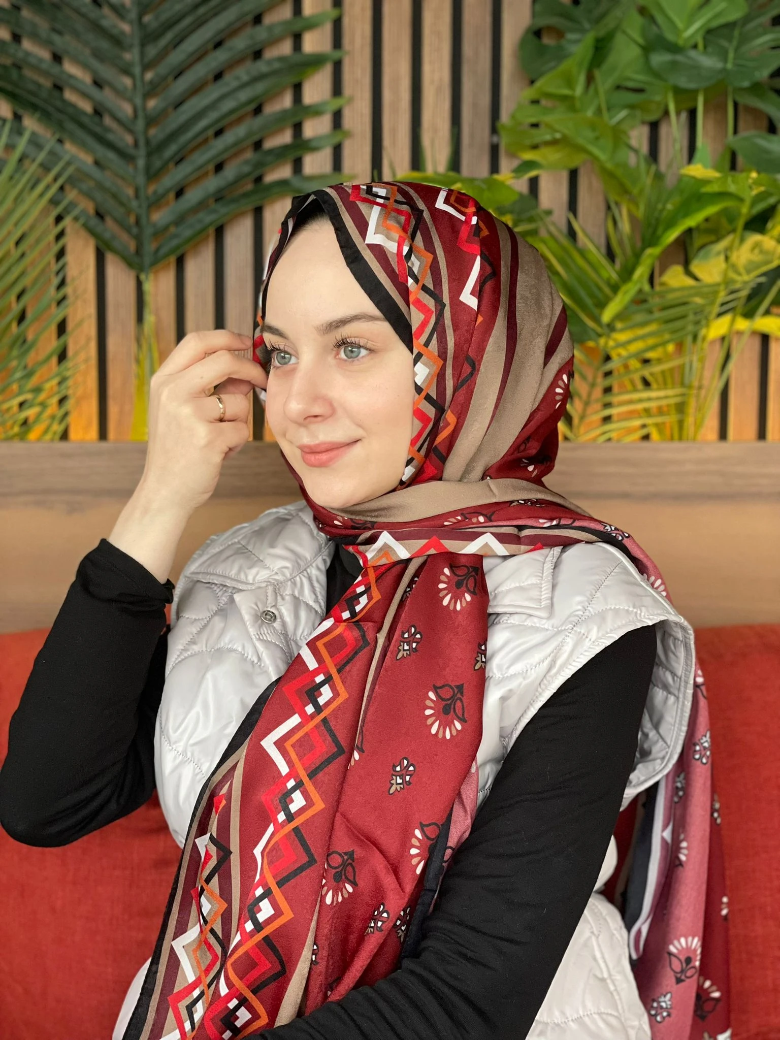 BORDO Cardion Premium Desenli Şal 1