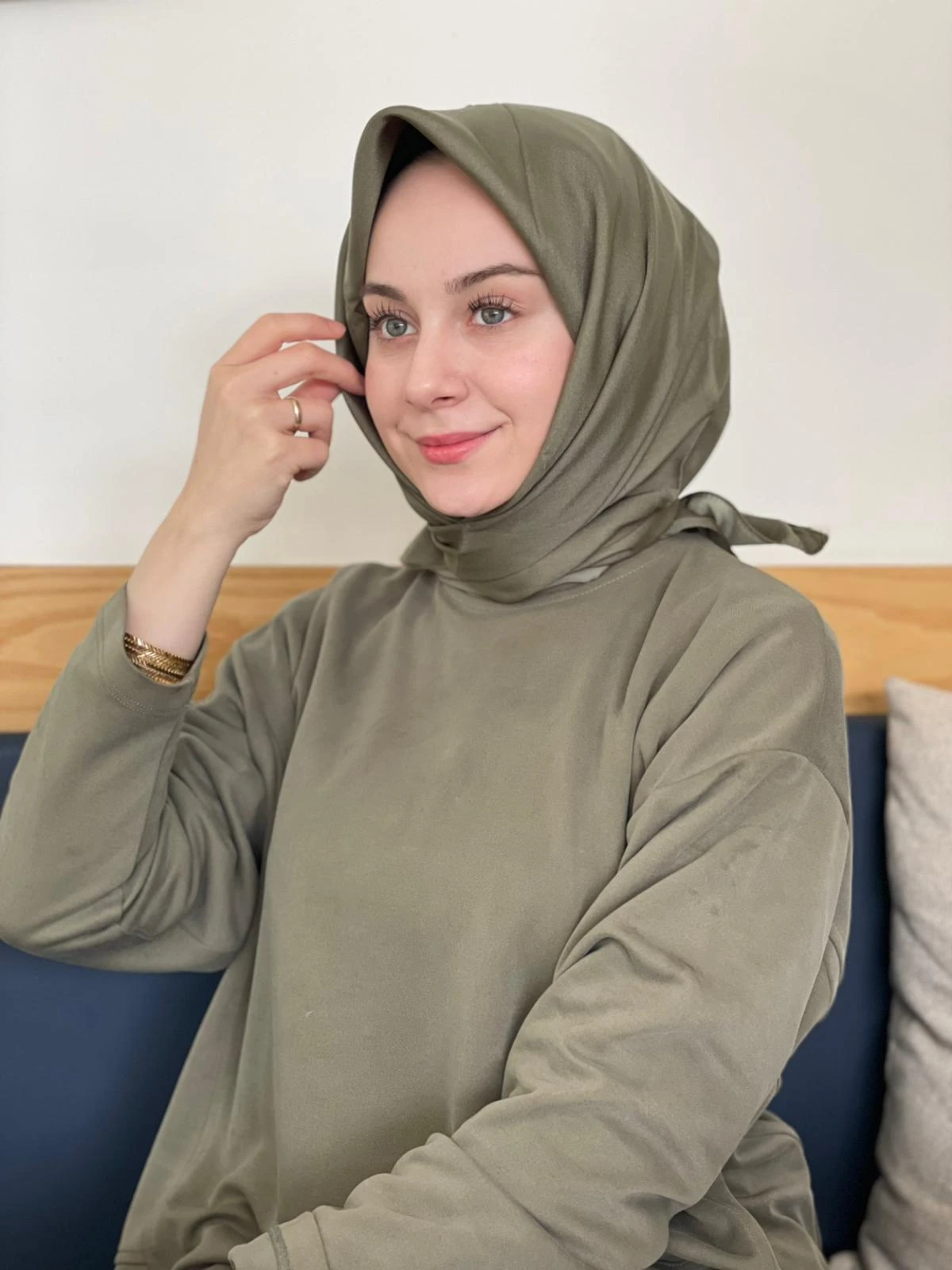 Ceviz Yeşili Siyane Scarf Kristal Eşarp