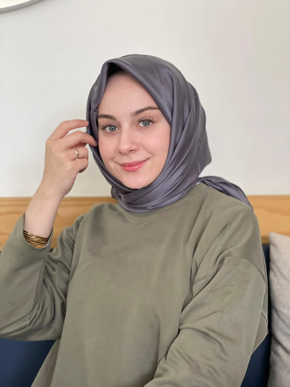 Koyu Gri Siyane Scarf Kristal Eşarp