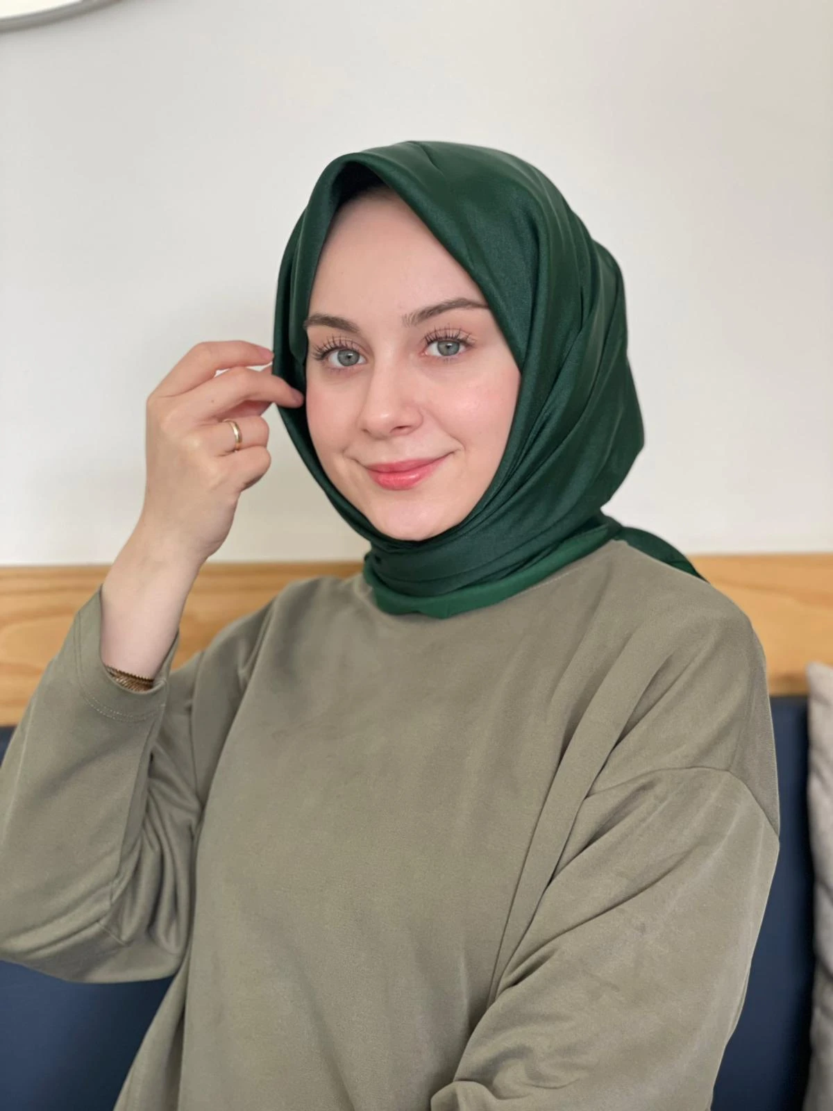 Koyu Zümrüt Siyane Scarf Kristal Eşarp
