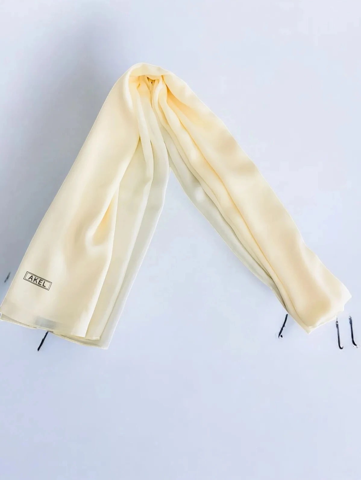 Krem Akel Düz Alfa Silk Şal