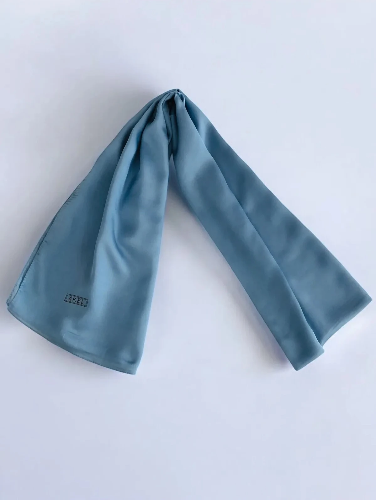 Mavi Akel Düz Alfa Silk Şal