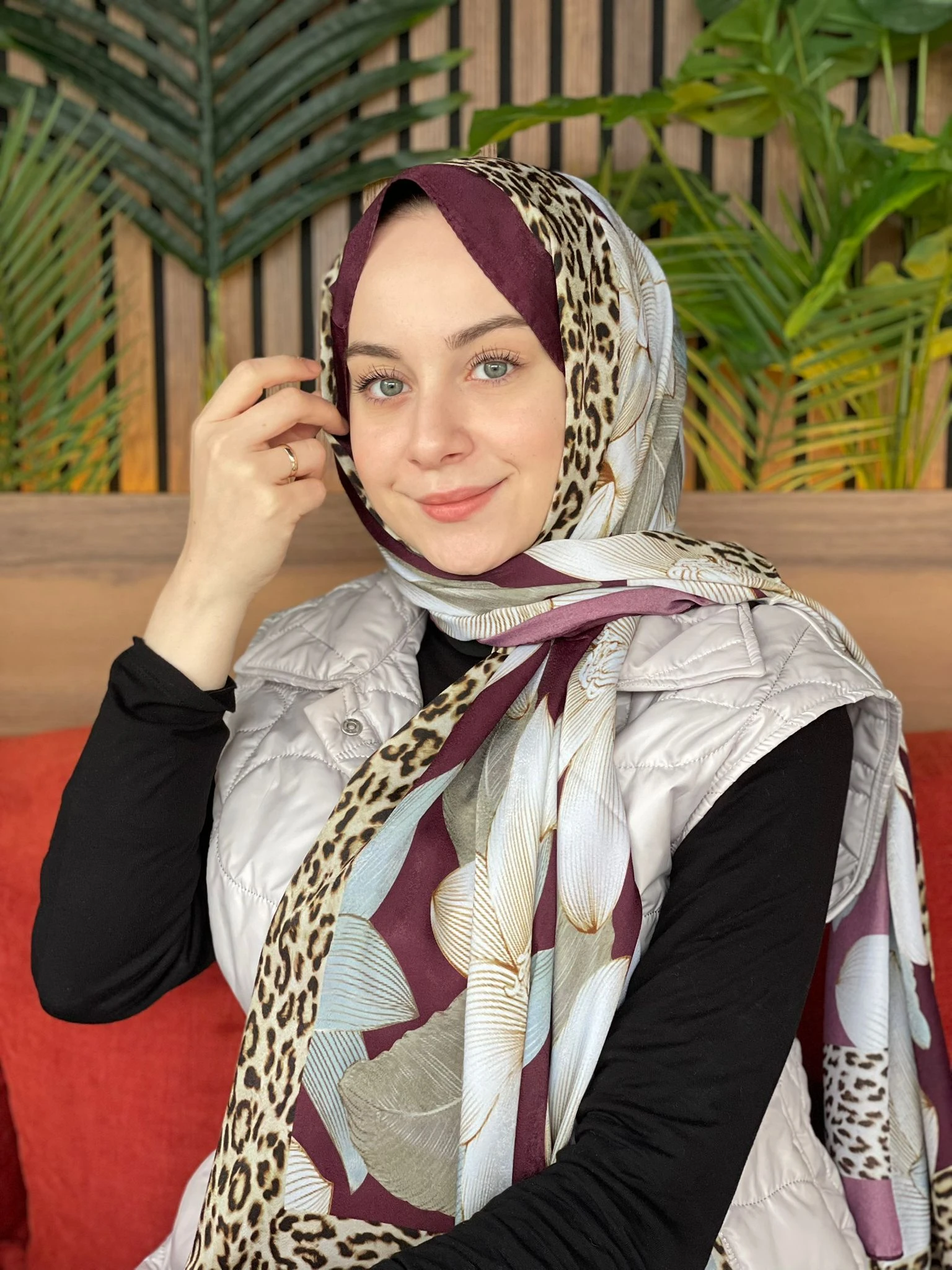 MÜRDÜM Cardion Premium Leopar Yaprak Desen Şal