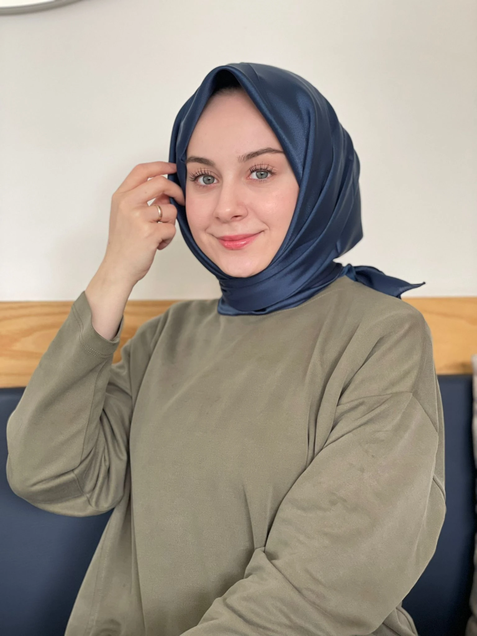 Petrol mavisi Siyane Scarf Kristal Eşarp