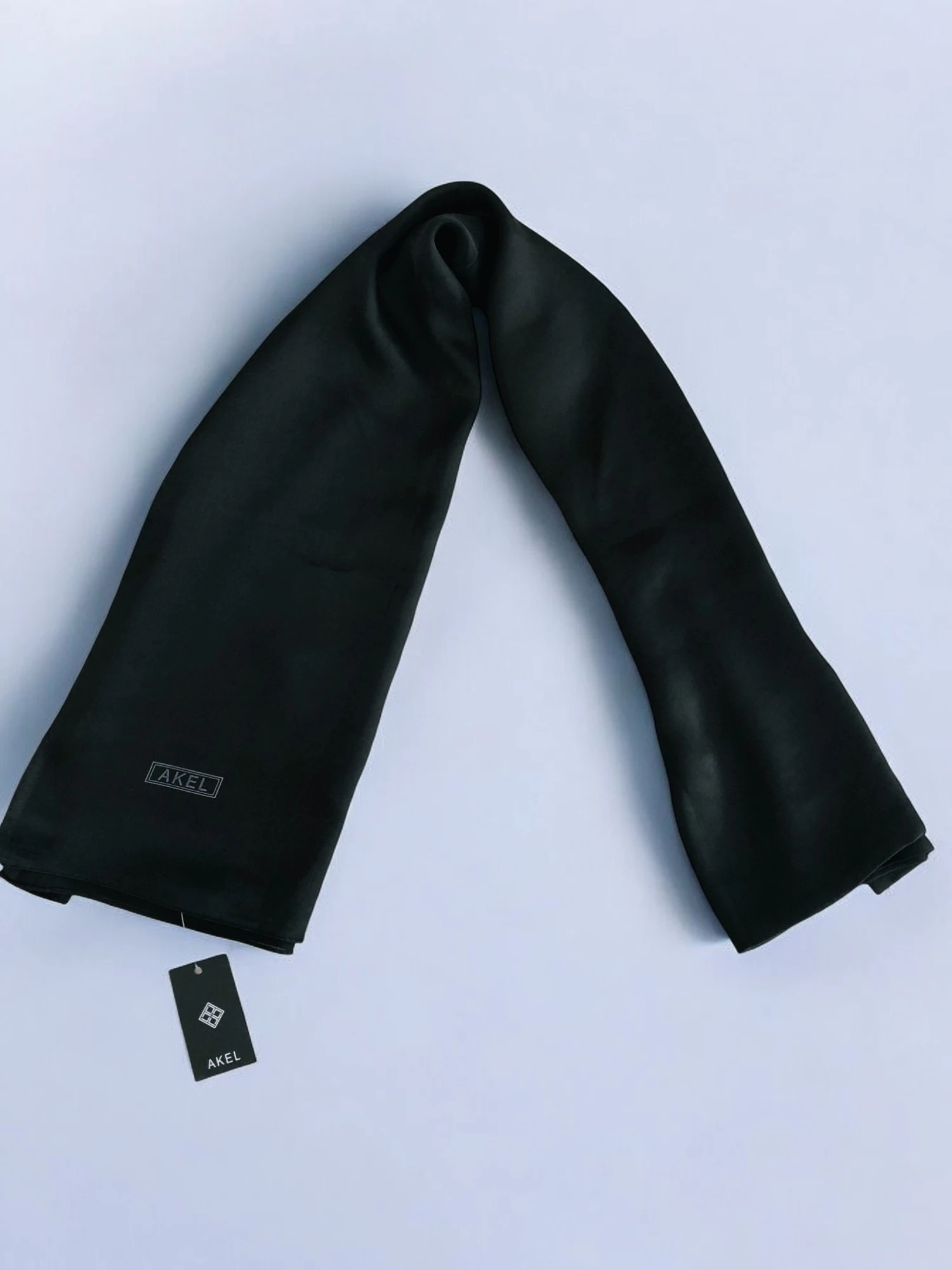 SİYAH Akel Düz Alfa Silk Şal