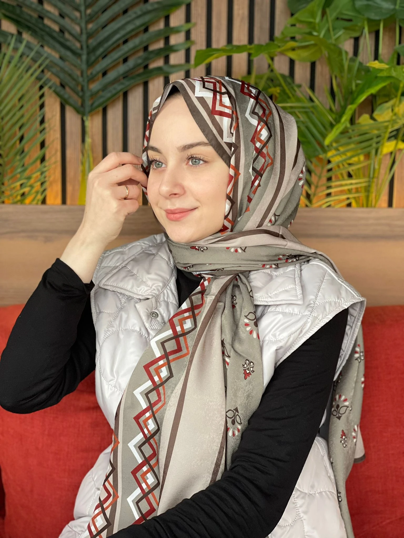 Soft Haki Cardion Premium Desenli Şal 1