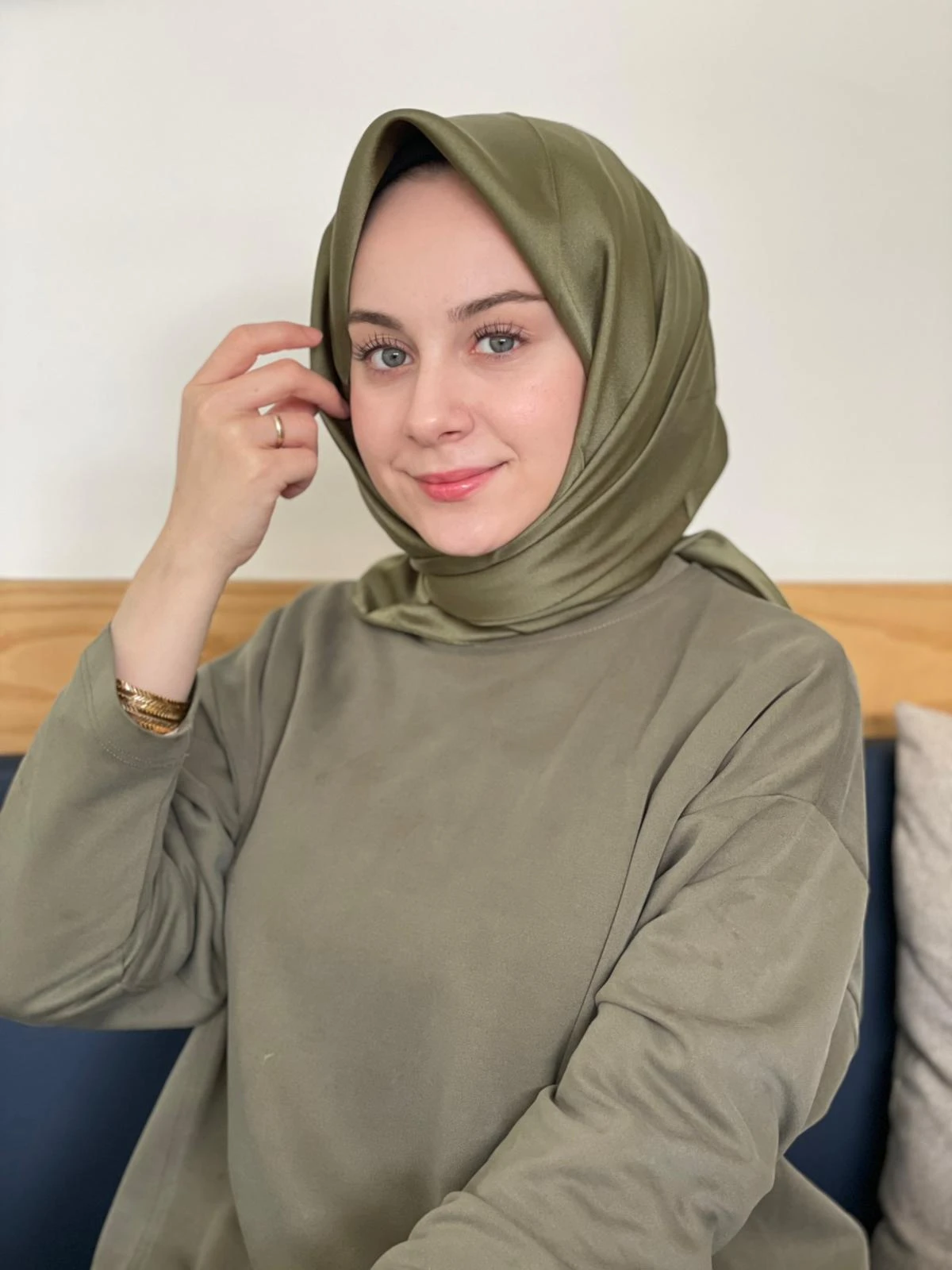 Zeytin Yeşili Siyane Scarf Kristal Eşarp