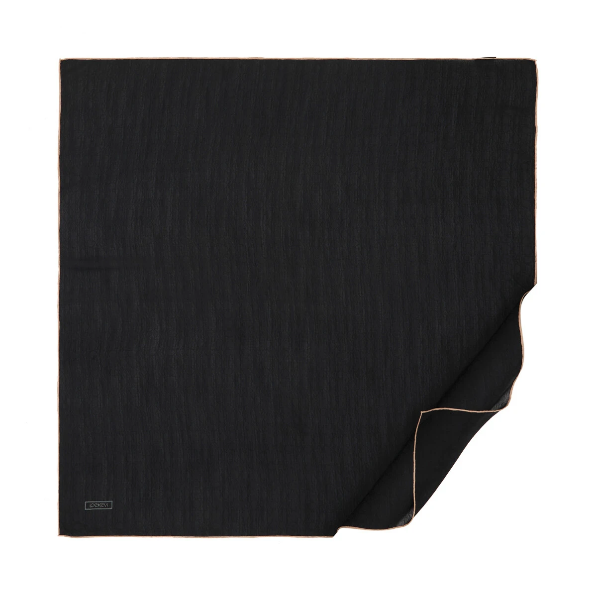 Siyah-Bej İpekevi Dört Mevsim Monogram Eşarp 4358