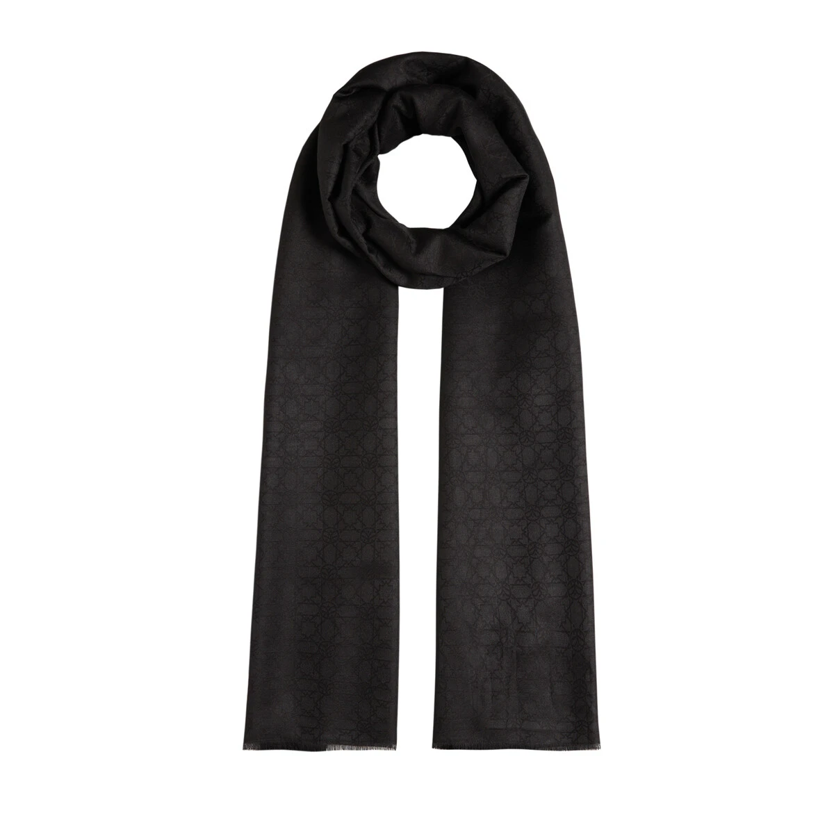 SİYAH İpekevi Mini Seljuk Monogram Şal 7634