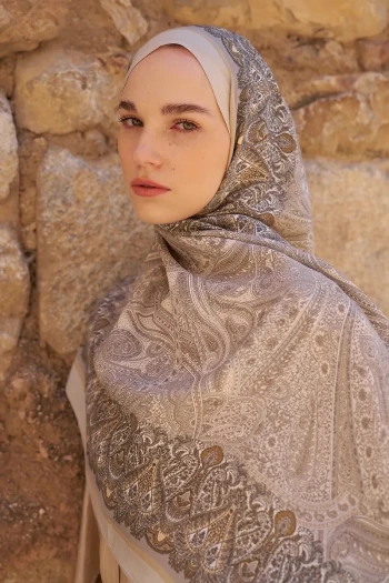 BEJ ED Scarf Sunrise Etnik Desen Şal