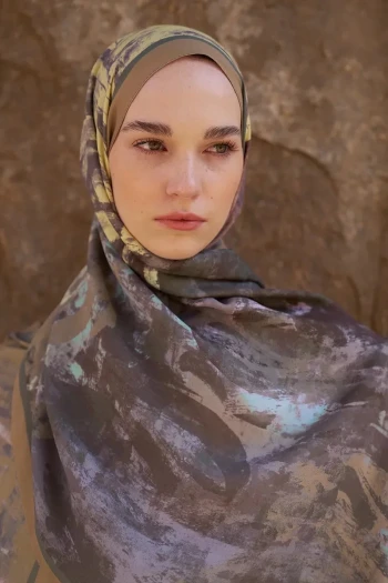 BEJ ED Scarf Sunrise Fırça Desen Şal