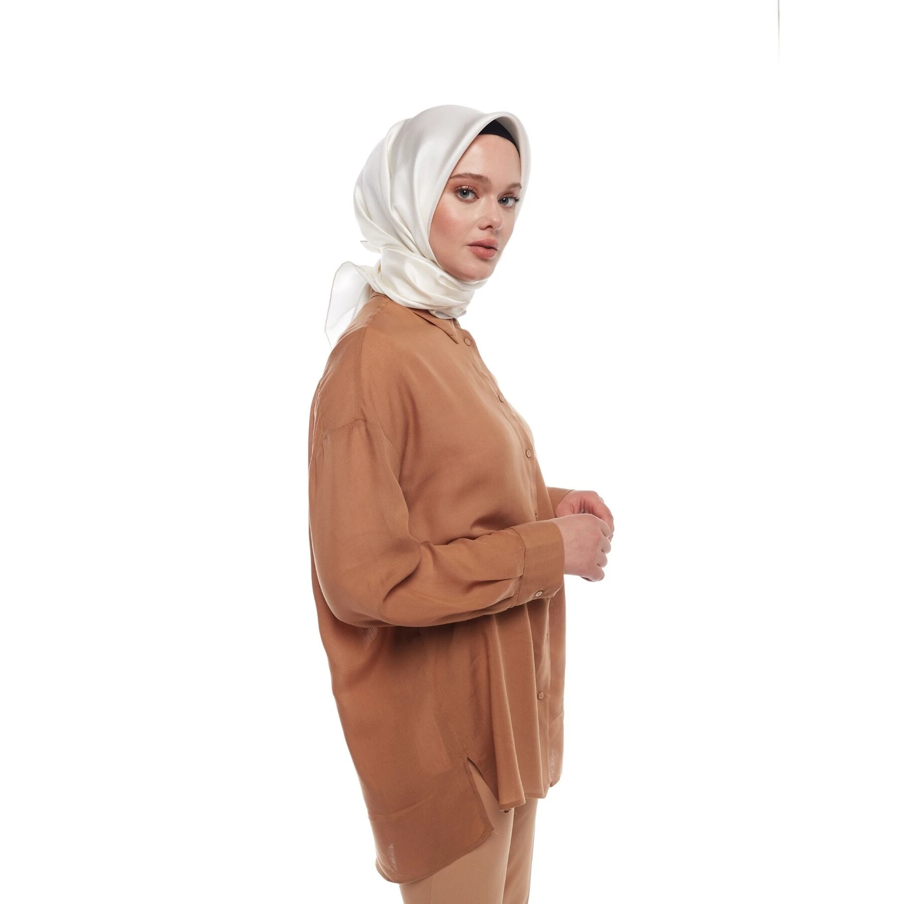 Ekru İpekevi İpek Eşarp 1116