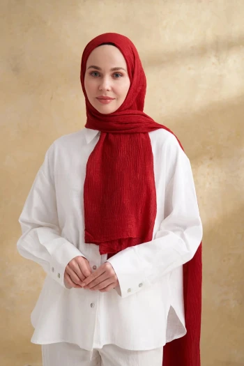 Kırmızı Armanda Müslin Şal 3351