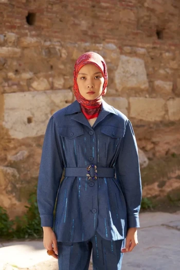 Kırmızı ED Scarf Glaze Endles Desen Eşarp