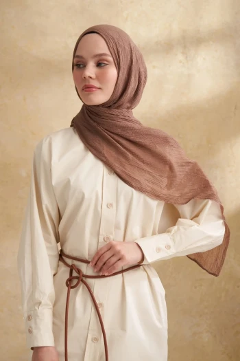 Koyu Vizon Armanda Müslin Şal 3351