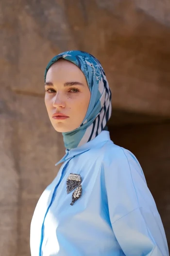 Mavi ED Scarf Glaze Botanic Desen Eşarp
