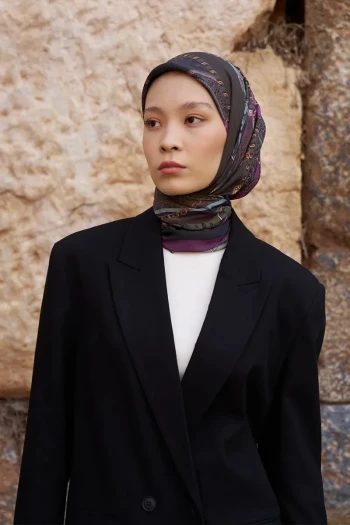 Mor ED Scarf Glaze Chain Desen Eşarp