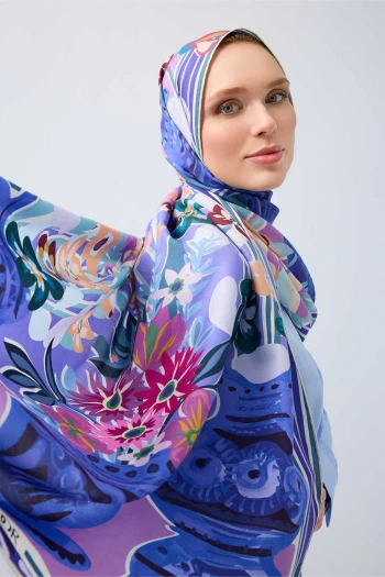 Mor İmannoor Saksılar Pamuk İpek Şal 251-3005