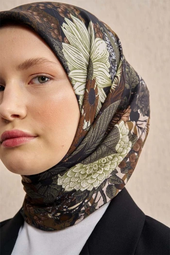 Mor Kahve Ed Scarf Vision Art Collection Mozaic Eşarp