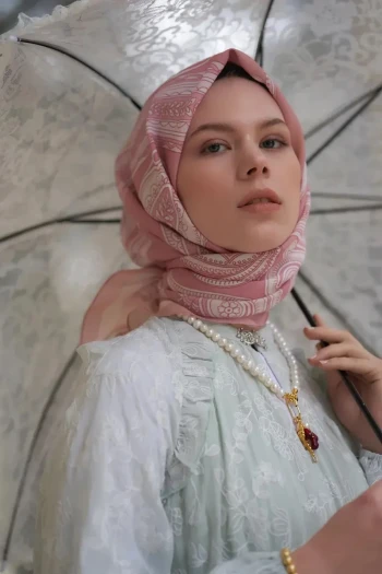 Pembe Ed Scarf Motif Desen Modal Eşarp