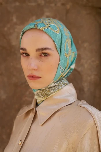 Sarı ED Scarf Glaze Braid Desen Eşarp