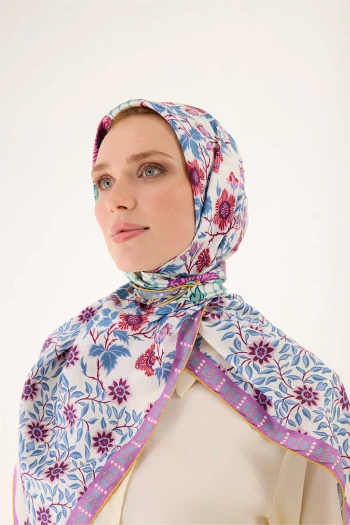 Sarı pembe İmannoor Çit Çift Taraflı Twill İpek Eşarp 251-1002