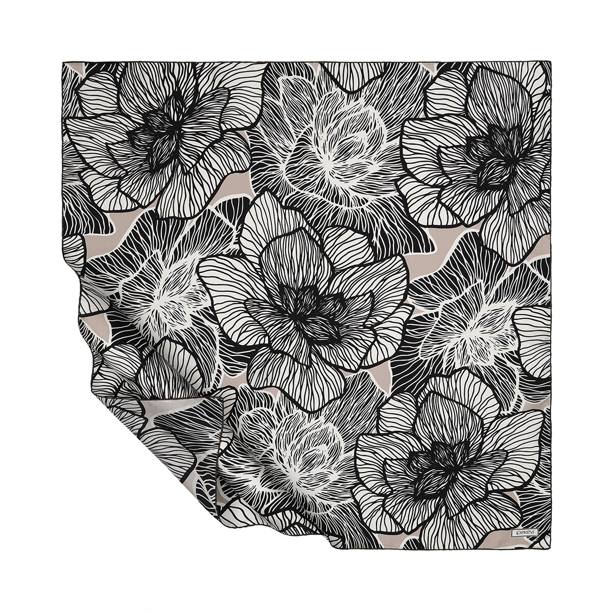 Siyah Beyaz İpekevi İpek Eşarp 1360