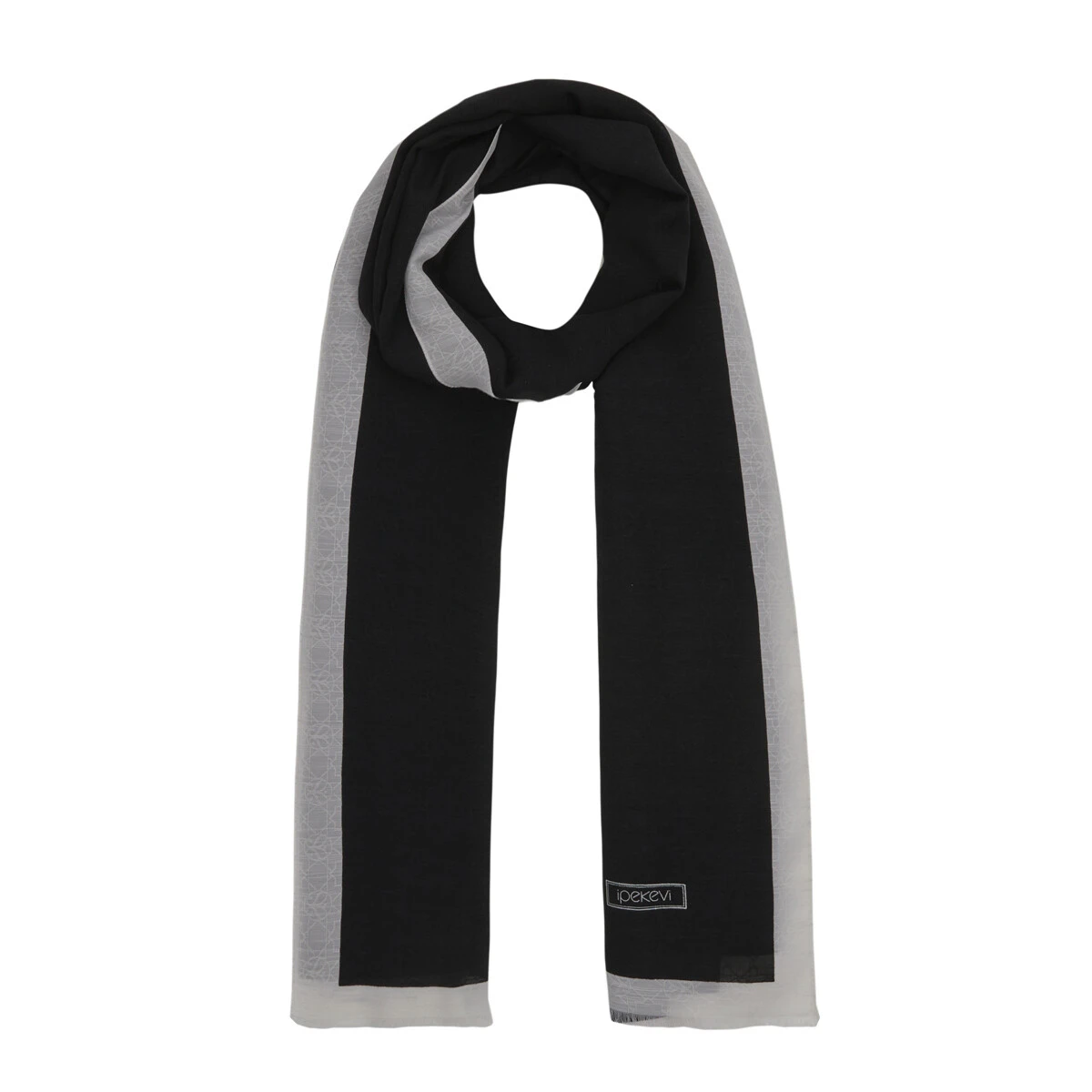 SİYAH-BEYAZ İpekevi Monogram Şal 4356