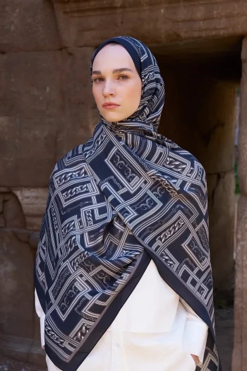 SİYAH ED Scarf Sunrise Geometrik Desen Şal
