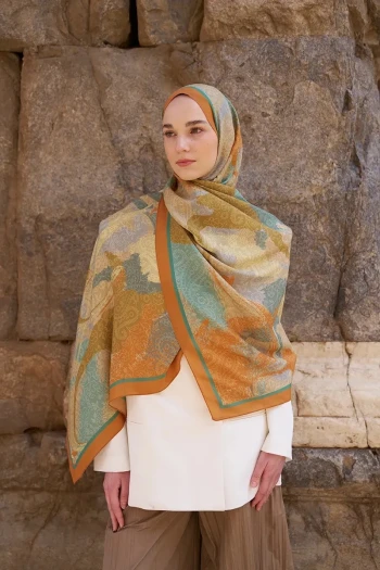 Turuncu ED Scarf Sunrise Rüya Desen Şal